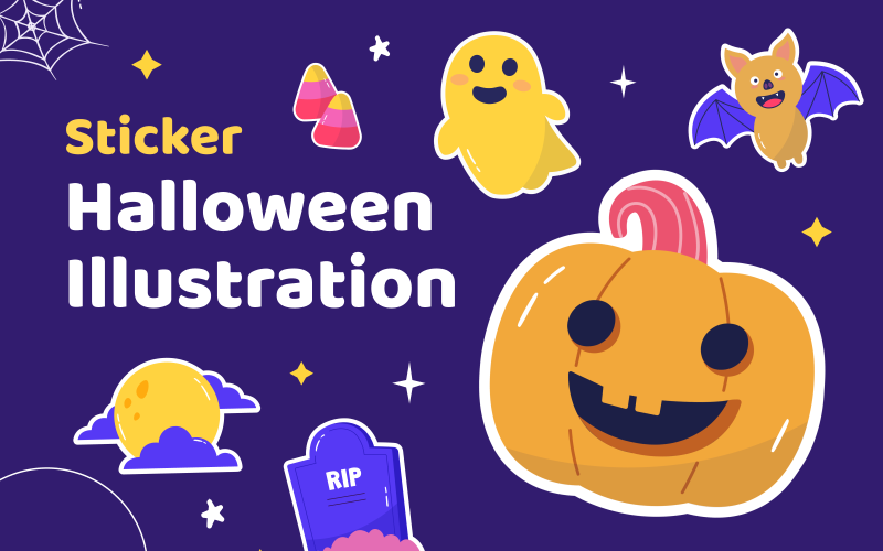 Hallowy - Halloween Sticker Set Vector Graphic