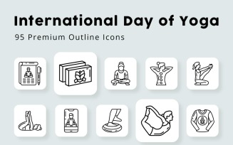 International Day of Yoga 95 Premium outline Icons
