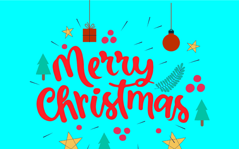 Merry Christmas lettering creative vector art Vector Graphic