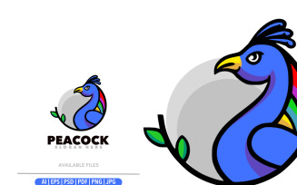 Peacock mascot logo design illustration for design