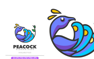 Peacock simple mascot logo design illustration template