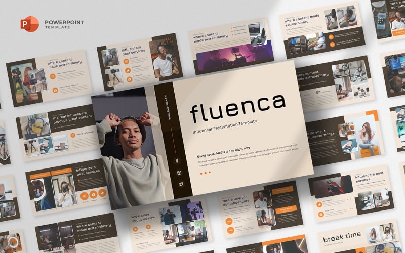 Fluenca - Influencer & Content Creator Powerpoint Template PowerPoint Template