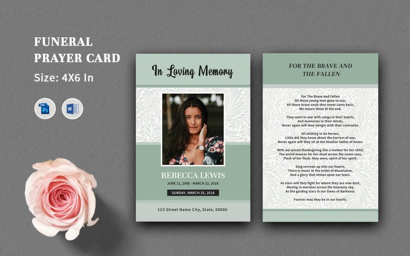 Funeral Prayer Card Template. Ms Word and Photoshop Corporate Identity