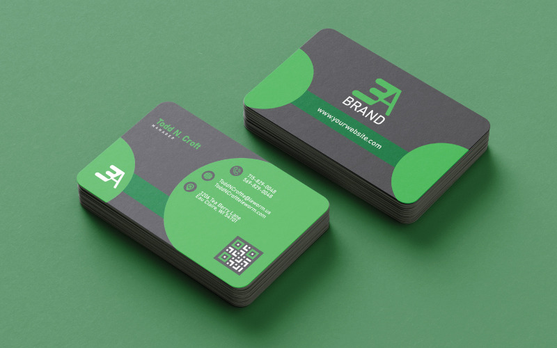 Green Corporate Business Card Template Corporate Identity