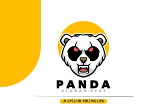 Panda head angry mascot logo cartoon logo design template