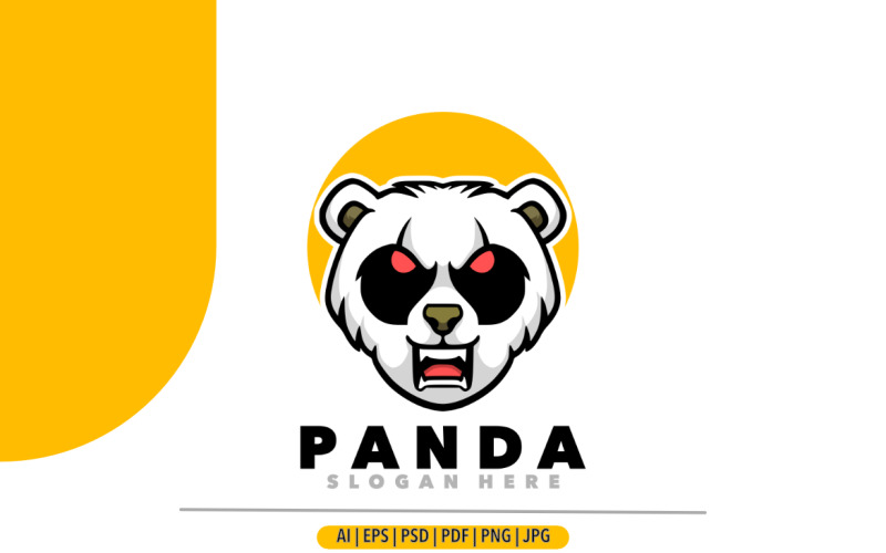 Panda head angry mascot logo cartoon logo design template Logo Template