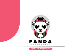 Panda rapper mascot logo cartoon logo design illustration