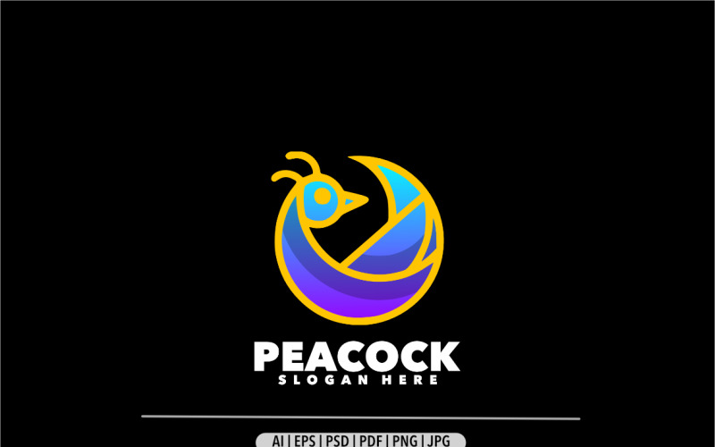 Peacock gradient colorful logo design illustration Logo Template