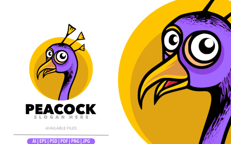 Peacock mascot cartoon design logo illustration design Logo Template