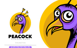 Peacock mascot cartoon design logo illustration design