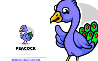 Peacock mascot cartoon logo design illustration design