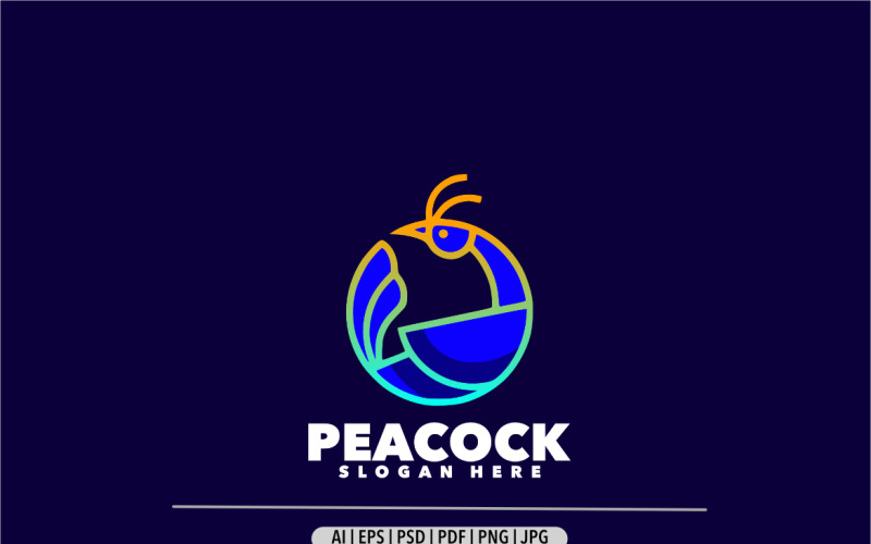 Peacock simple gradient colorful logo template Logo Template