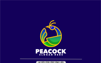 Peacock simple logo design gradient logo template