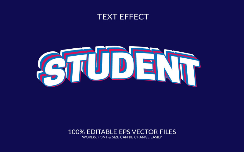 Student day fully editable vector eps 3d text effect. Illustration