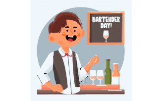 Bartender at Bar Counter Concept Illustration