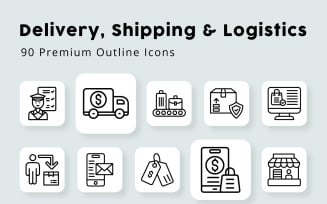 Delivery, Shipping & Logistics 90 Premium Outlines Icons
