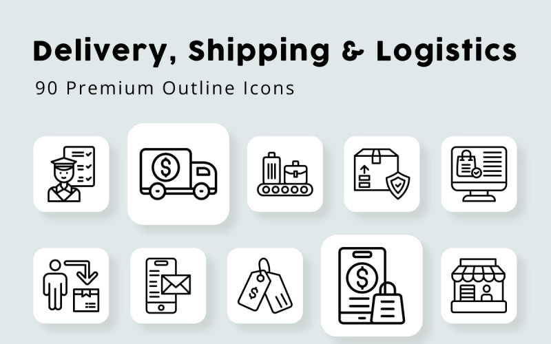 Delivery, Shipping & Logistics 90 Premium Outlines Icons Icon Set