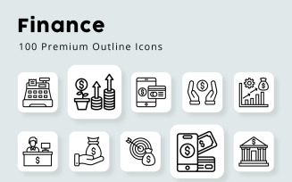 Finance 100 Premium Outline Icons
