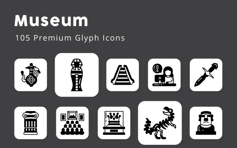 Museum 105 Premium Glyph Icons Icon Set