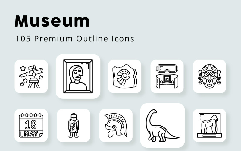 Museum 105 Premium Outline Icons Icon Set