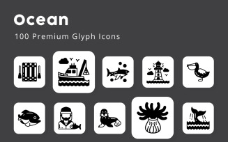 Ocean 100 Premium Glyph Icons