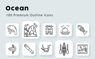 Ocean 100 Premium Outline Icons