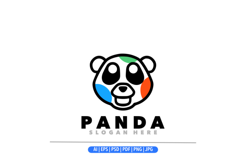 Panda line symbol logo rainbow logo design Logo Template