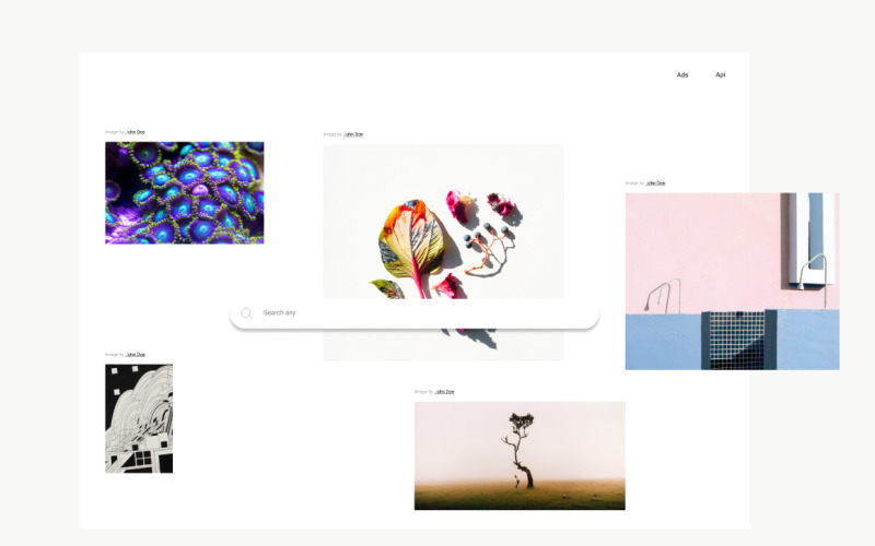 Search engine with featured images or works UI Element