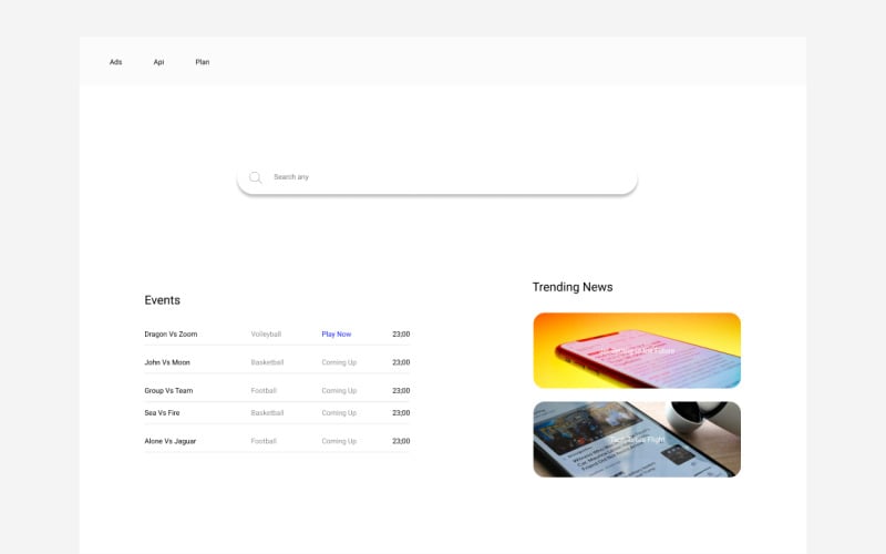 Search with Event and News featured UI Element