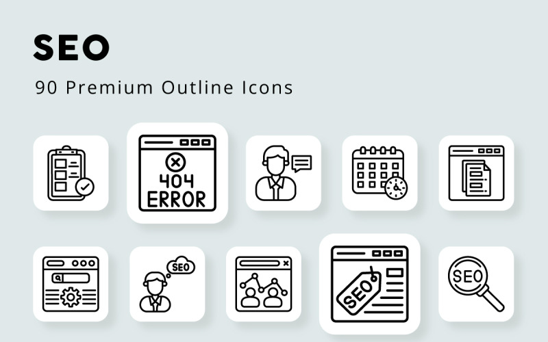 Seo 90 Premuim Outline Icons Icon Set