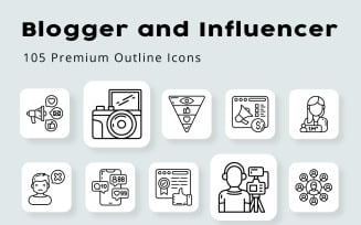 Blogger and Influencer 105 Premium Outline Icons