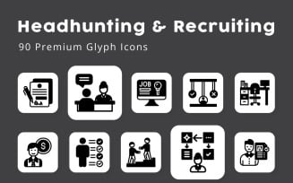 Headhunting and Recruiting 90 Premium Glyphe Icons