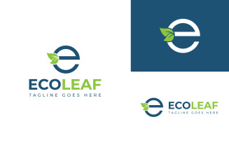 Letter E With Leaf Logo Template Design