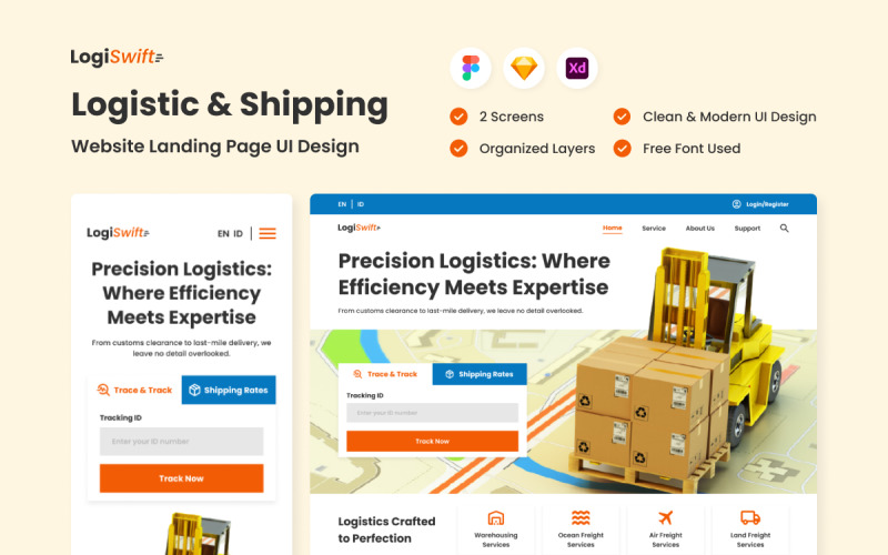 LogiSwift - Logistic and Shipping Website Landing Page UI Element
