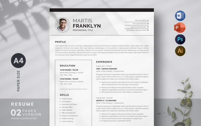 Minimal Modern Resume / CV Design Template Resume Template
