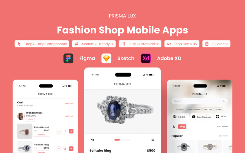 Prisma Lux - Fashion Shop Mobile App UI Element