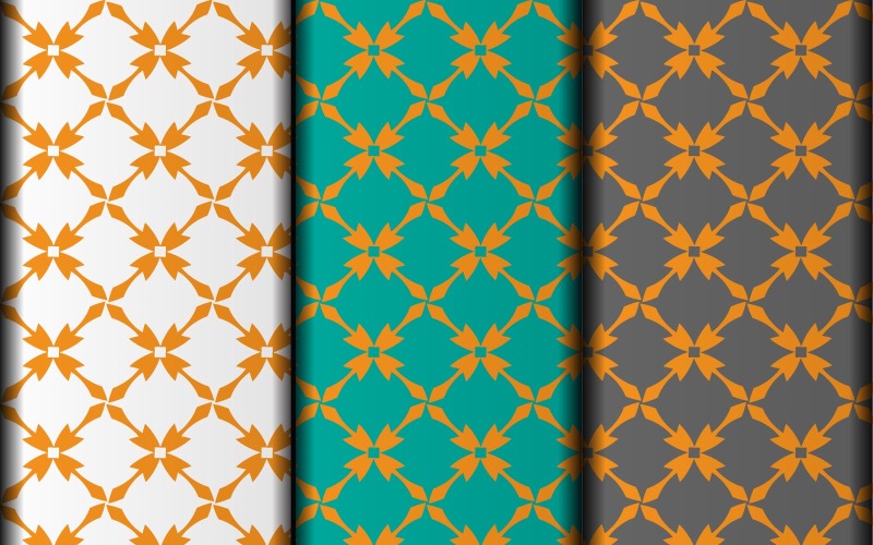 Set of seamless flower style pattern design template Pattern