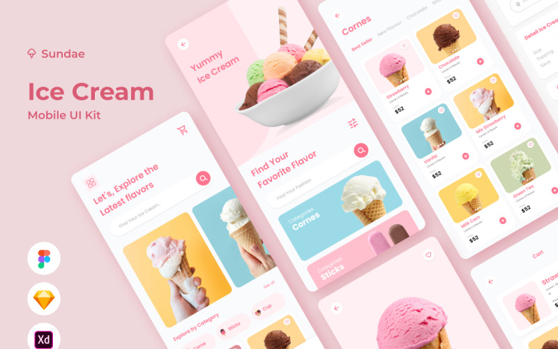 Sunday - Ice Cream Mobile App UI Element