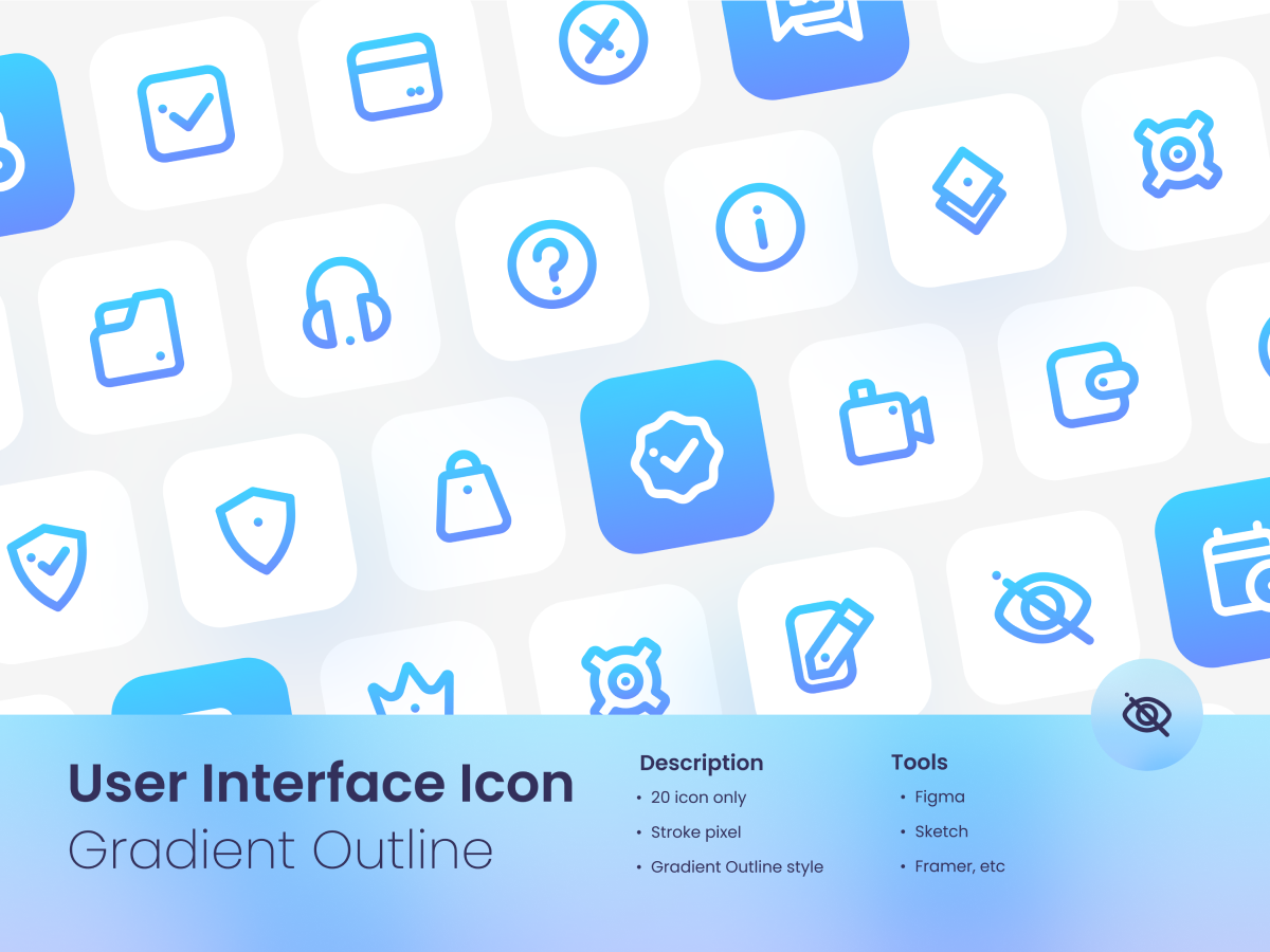 User Interface Icon Set Gradient Outline Style 2