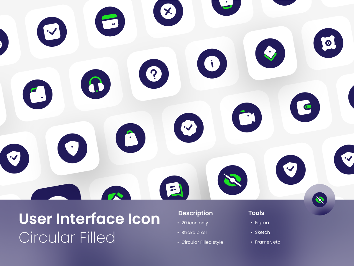 User Interface Icon Set Circular Filled Style 3