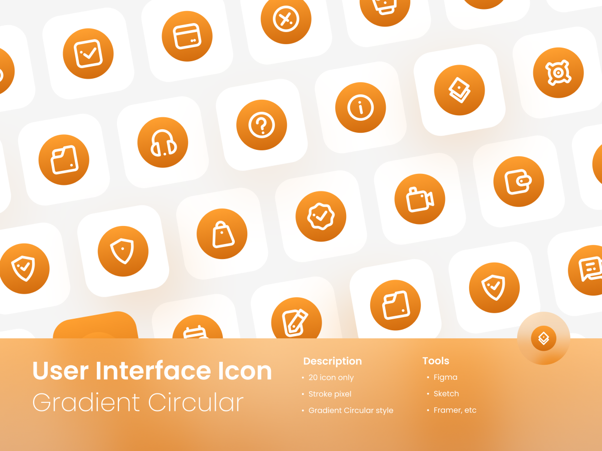 User Interface Icon Set Gradient Circular Outline Style 3