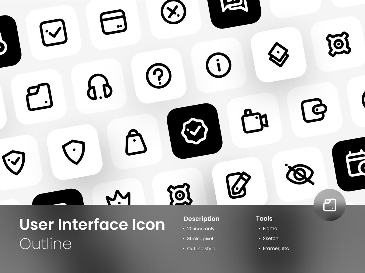 User Interface Icon Set Outline Style 3