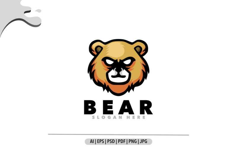 Bear head angry mascot logo for sport design illustration Logo Template