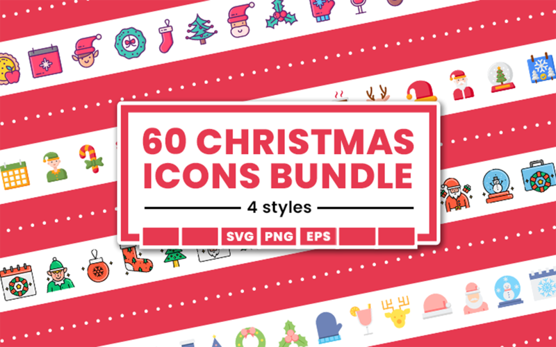 60 Christmas Icons Bundle Icon Set