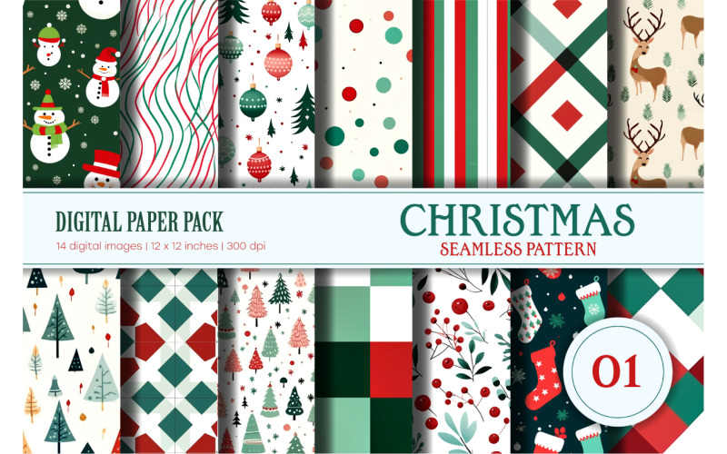 Christmas seamless pattern 01. Digital Paper. Pattern