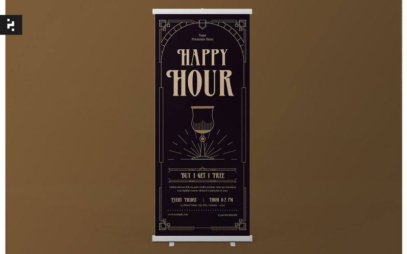 Classic Elegant Happy Hour Banner Corporate Identity