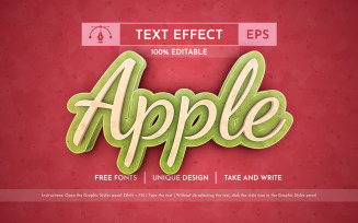3D Apple - Editable Text Effect, Font Style