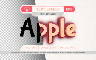 3D Red Apple - Editable Text Effect, Font Style