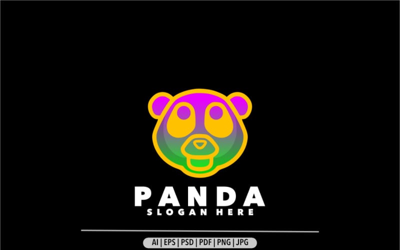 Panda line gradient colorful mascot logo design template design Logo Template