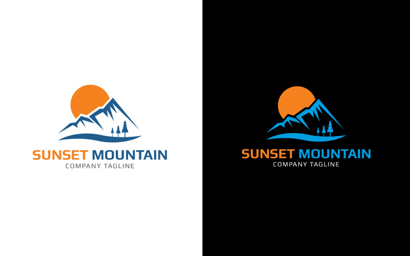 Mountain, Rock, Hill, Sunset Mountain Logo Template